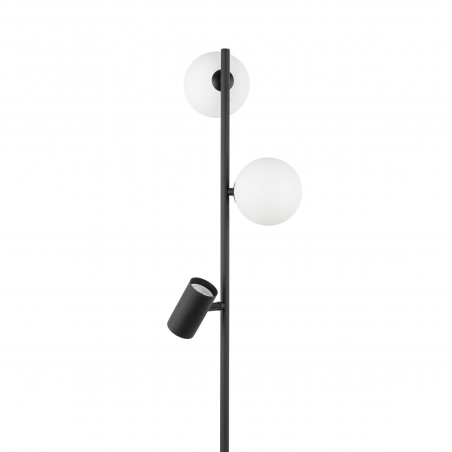 Lampa podłogowa 2 szklane kule z reflektorkiem Vox 152cm biało-czarna TK Lighting