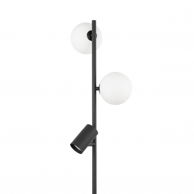 Lampa podłogowa 2 szklane kule z reflektorkiem Vox 152cm biało-czarna TK Lighting