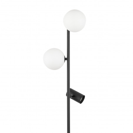 Lampa podłogowa 2 szklane kule z reflektorkiem Vox 152cm biało-czarna TK Lighting