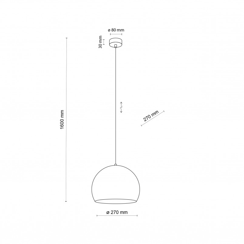 Lampa wisząca kula metalowa Zoe 27cm czarna TK Lighting