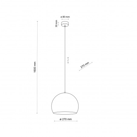 Lampa wisząca kula metalowa Zoe 27cm czarna TK Lighting