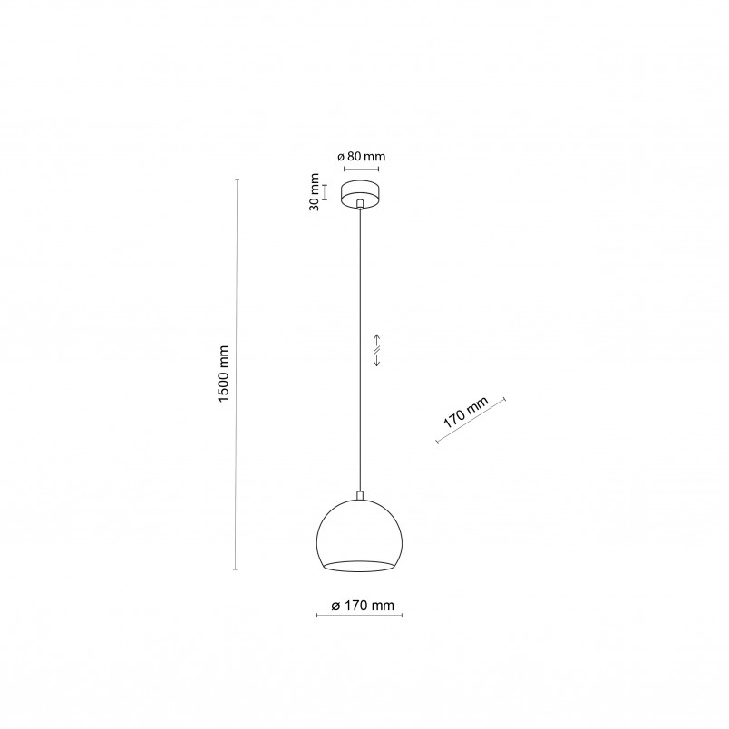Lampa wisząca kula metalowa Zoe 17cm czarna TK Lighting