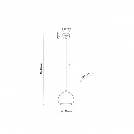Lampa wisząca kula metalowa Zoe 17cm czarna TK Lighting