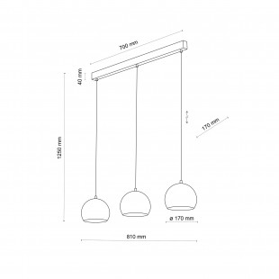 Lampa wisząca kule metalowe na listwie Zoe 81cm czarna TK Lighting