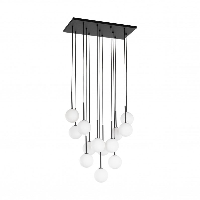 Lampa wisząca 13 szklanych kul na listwie Martin 60cm biało-czarna TK Lighting