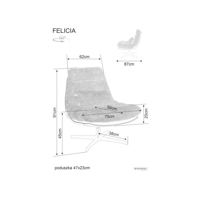 Fotel wypoczynkowy obrotowy Felicia latte / beż Signal