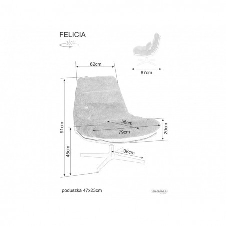 Fotel wypoczynkowy obrotowy Felicia latte / beż Signal
