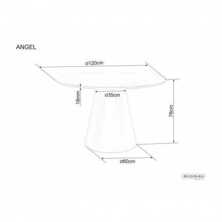 Stół okrągły na jednej nodze Angel 120cm dąb / kaszmir Signal
