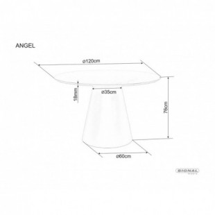 Stół okrągły na jednej nodze Angel 120cm dąb / czarny mat Signal