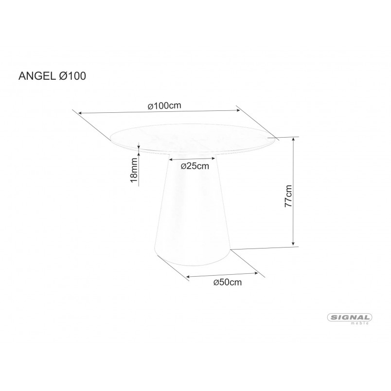 Stół okrągły na jednej nodze Angel 100cm fornir dąb Signal