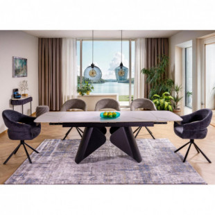 Stół rozkładany z ceramicznym blatem Armando 160-240x90cm biały mat / czarny mat Signal