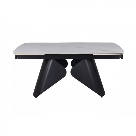 Stół rozkładany z ceramicznym blatem Armando 160-240x90cm biały mat / czarny mat Signal