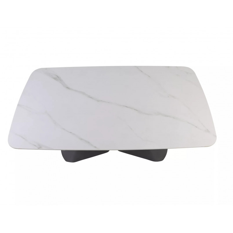 Stół rozkładany z ceramicznym blatem Armando 160-240x90cm biały mat / czarny mat Signal