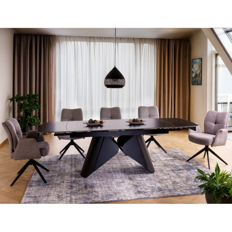 Stół rozkładany z ceramicznym blatem Armando 160-240x90cm czarny mat Signal
