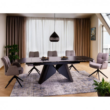 Stół rozkładany z ceramicznym blatem Armando 160-240x90cm czarny mat Signal