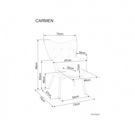 Fotel welurowy uszak Carmen Raven ciemny szary / czarny mat Signal