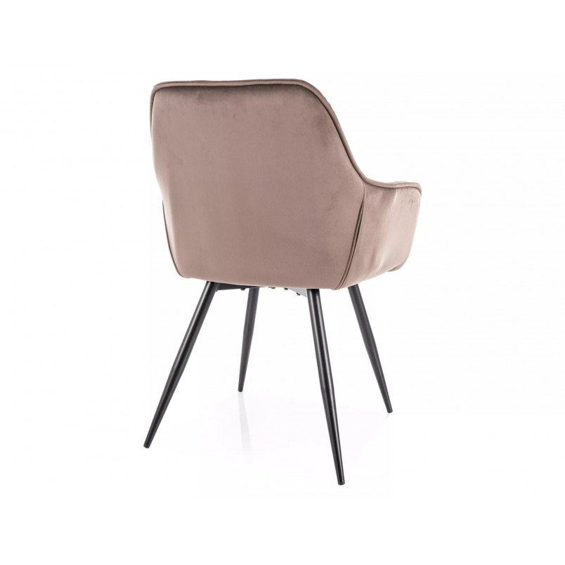 Krzesło welurowe pikowane z podłokietnikami Cherry Velvet cappuccino Signal