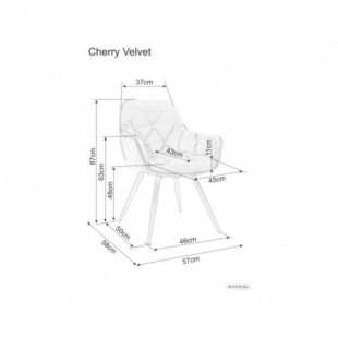 Krzesło welurowe pikowane z podłokietnikami Cherry Velvet cappuccino Signal