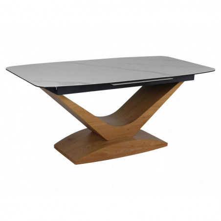 Stół rozkładany nowoczesny Dolce 180-240x95cm biały marmur / dąb Signal