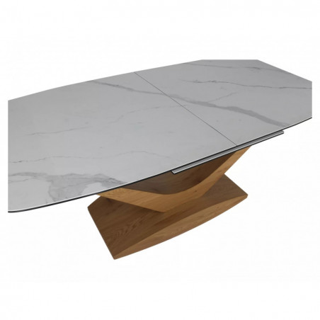 Stół rozkładany nowoczesny Dolce 180-240x95cm biały marmur / dąb Signal