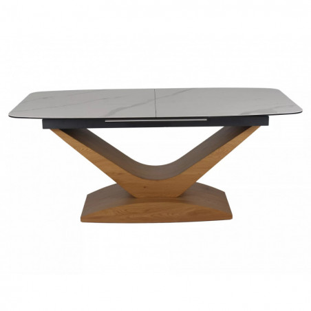 Stół rozkładany nowoczesny Dolce 180-240x95cm biały marmur / dąb Signal