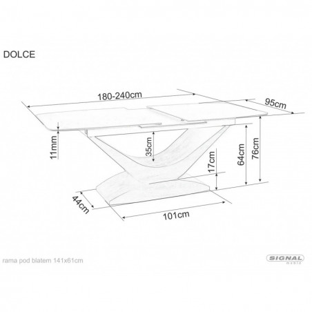 Stół rozkładany nowoczesny Dolce 180-240x95cm biały marmur / dąb Signal