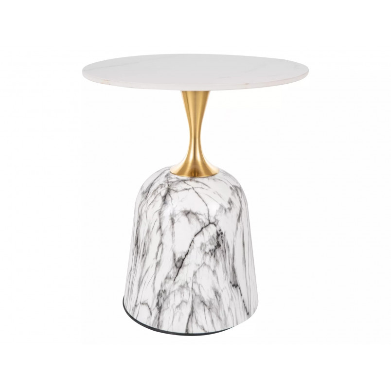 Stolik boczny glamour Fama 50cm biały efekt marmuru / złoty Signal Stolik boczny glamour Fama 50cm biały efekt marmuru / złoty Signal