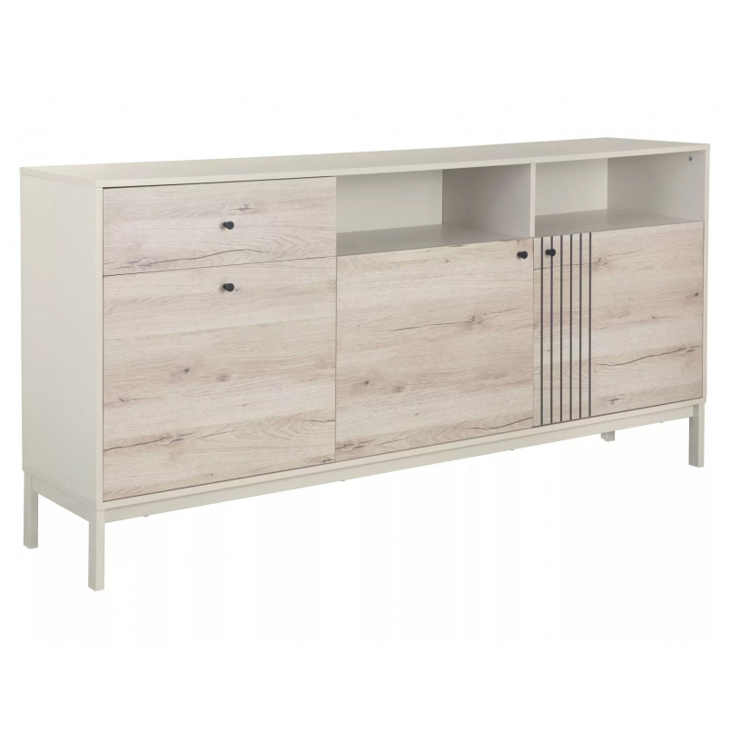 Komoda na nóżkach Frost 180x40cm off white / dąb alpejski Signal
