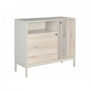 Komoda na nóżkach Frost 100x40cm off white / dąb alpejski Signal