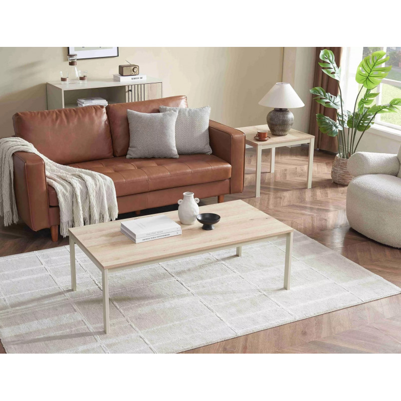 Stolik kawowy kwadratowy Frost 60x60cm off white / dąb alpejski Signal