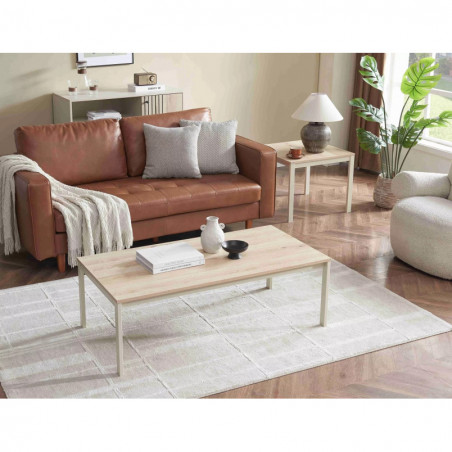 Stolik kawowy kwadratowy Frost 60x60cm off white / dąb alpejski Signal