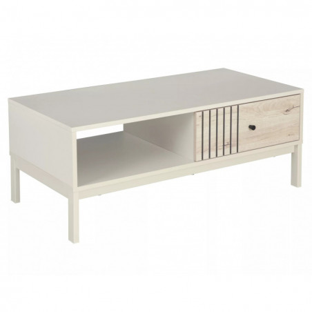 Stolik kawowy z szufladą Frost 100x50cm off white / dąb alpejski Signal