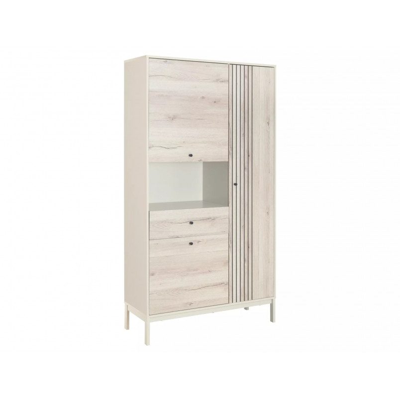 Regał zamykany na nóżkach Frost 100x40cm H191cm off white / dąb alpejski Signal