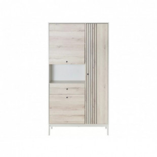 Regał zamykany na nóżkach Frost 100x40cm H191cm off white / dąb alpejski Signal