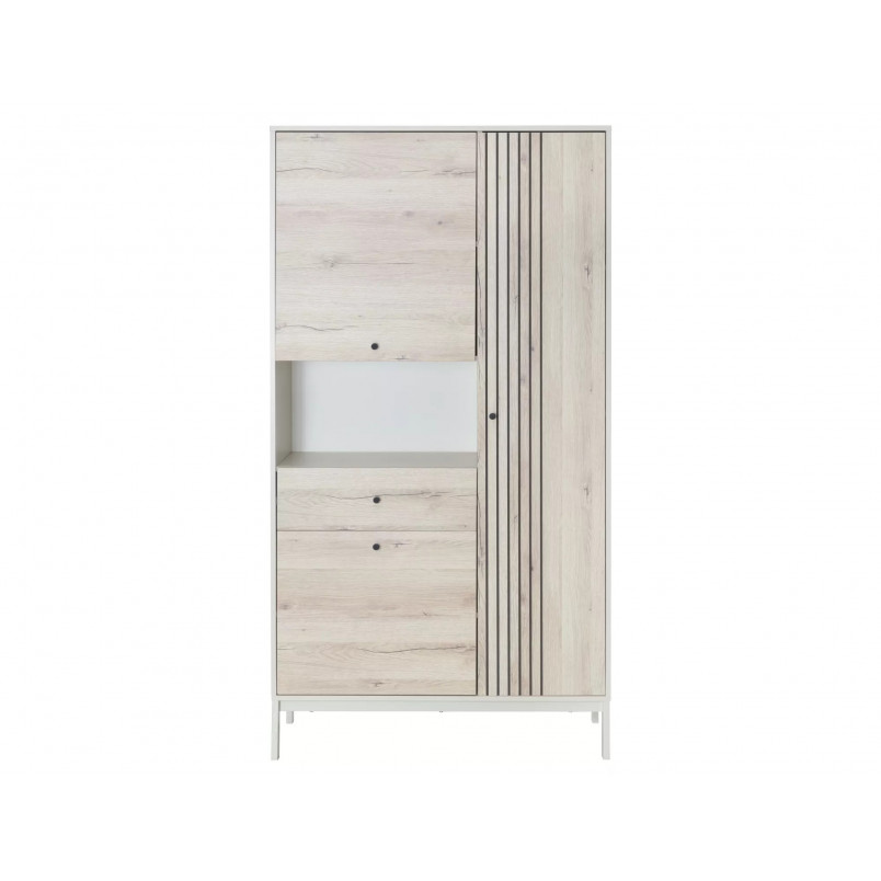 Regał zamykany na nóżkach Frost 100x40cm H191cm off white / dąb alpejski Signal