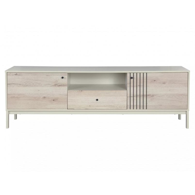 Szafka rtv na nóżkach Frost 180x40cm off white / dąb alpejski Signal