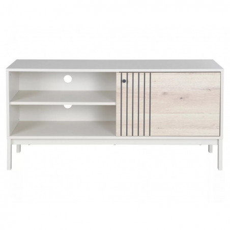 Szafka rtv na nóżkach Frost 120x40cm off white / dąb alpejski Signal
