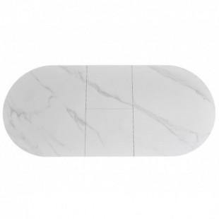 Stół owalny rozkładany Gaston Ceramic 140cm biały mat efekt marmuru / czarny mat Signal