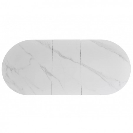 Stół owalny rozkładany Gaston Ceramic 140cm biały mat efekt marmuru / czarny mat Signal