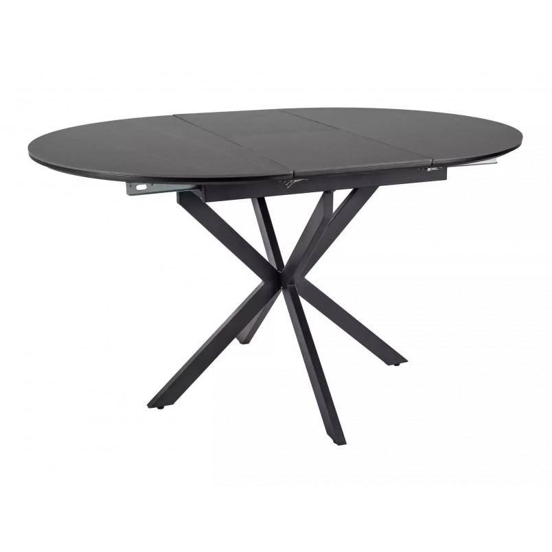 Stół okrągły rozkładany Gaston Ceramic 100cm czarny efekt marmuru / czarny mat Signal