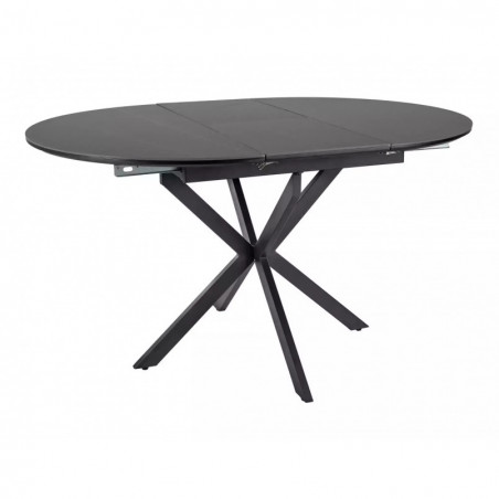 Stół okrągły rozkładany Gaston Ceramic 100cm czarny efekt marmuru / czarny mat Signal