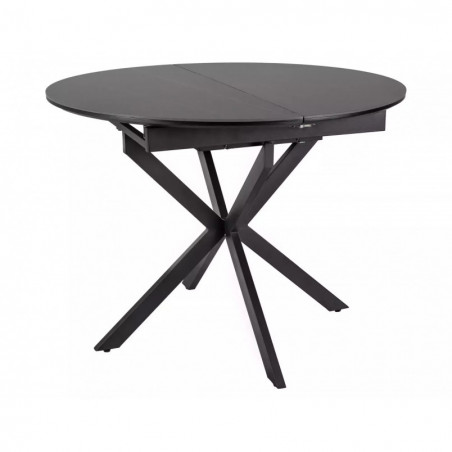 Stół okrągły rozkładany Gaston Ceramic 100cm czarny efekt marmuru / czarny mat Signal
