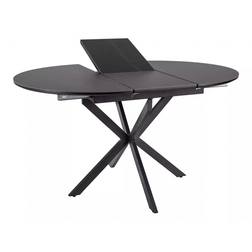 Stół okrągły rozkładany Gaston Ceramic 100cm czarny efekt marmuru / czarny mat Signal