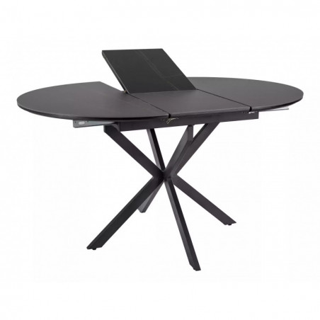 Stół okrągły rozkładany Gaston Ceramic 100cm czarny efekt marmuru / czarny mat Signal