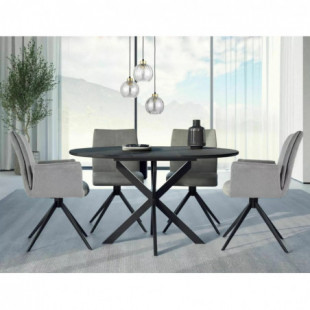 Stół okrągły rozkładany Gaston Ceramic 100cm czarny efekt marmuru / czarny mat Signal