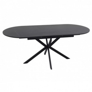 Stół owalny rozkładany Gaston Ceramic 140cm czarny efekt marmuru / czarny mat Signal
