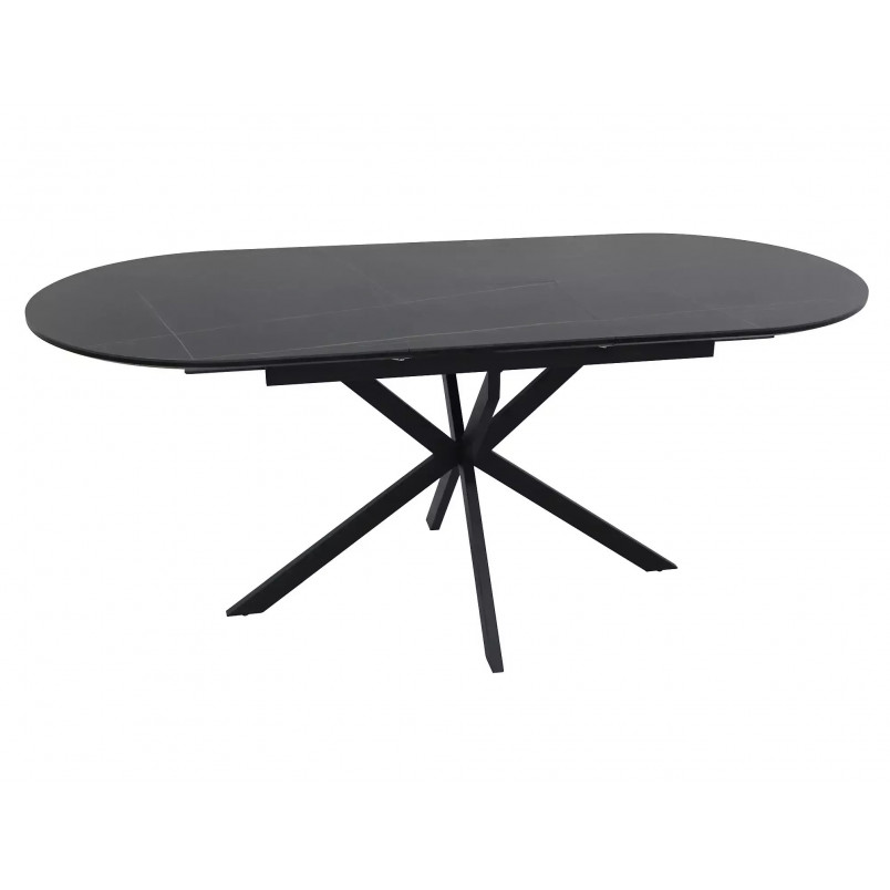 Stół owalny rozkładany Gaston Ceramic 140cm czarny efekt marmuru / czarny mat Signal