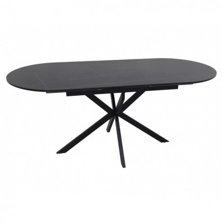 Stół owalny rozkładany Gaston Ceramic 140cm czarny efekt marmuru / czarny mat Signal