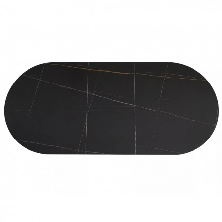 Stół owalny rozkładany Gaston Ceramic 140cm czarny efekt marmuru / czarny mat Signal