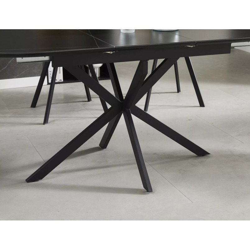 Stół owalny rozkładany Gaston Ceramic 140cm czarny efekt marmuru / czarny mat Signal